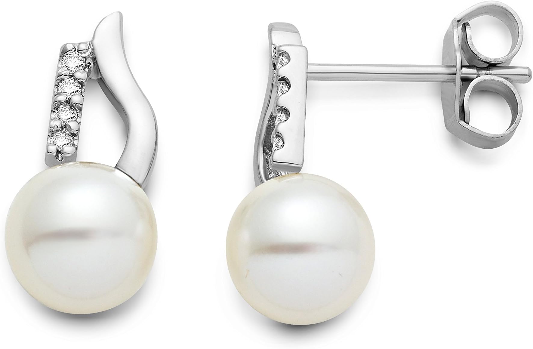 Miore women's 18ct White Diamond and Freshwater Pearl Stud Earrings MG8024E