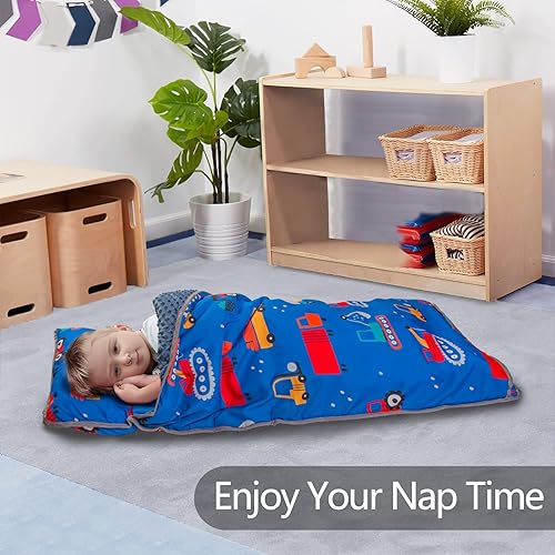 Miniatura 3 de Tapete para siesta para niños pequeños con almohada y manta de forro polar tapete para siesta de 55 x 23 x 2 pulgadas para niños pequeños tapete
