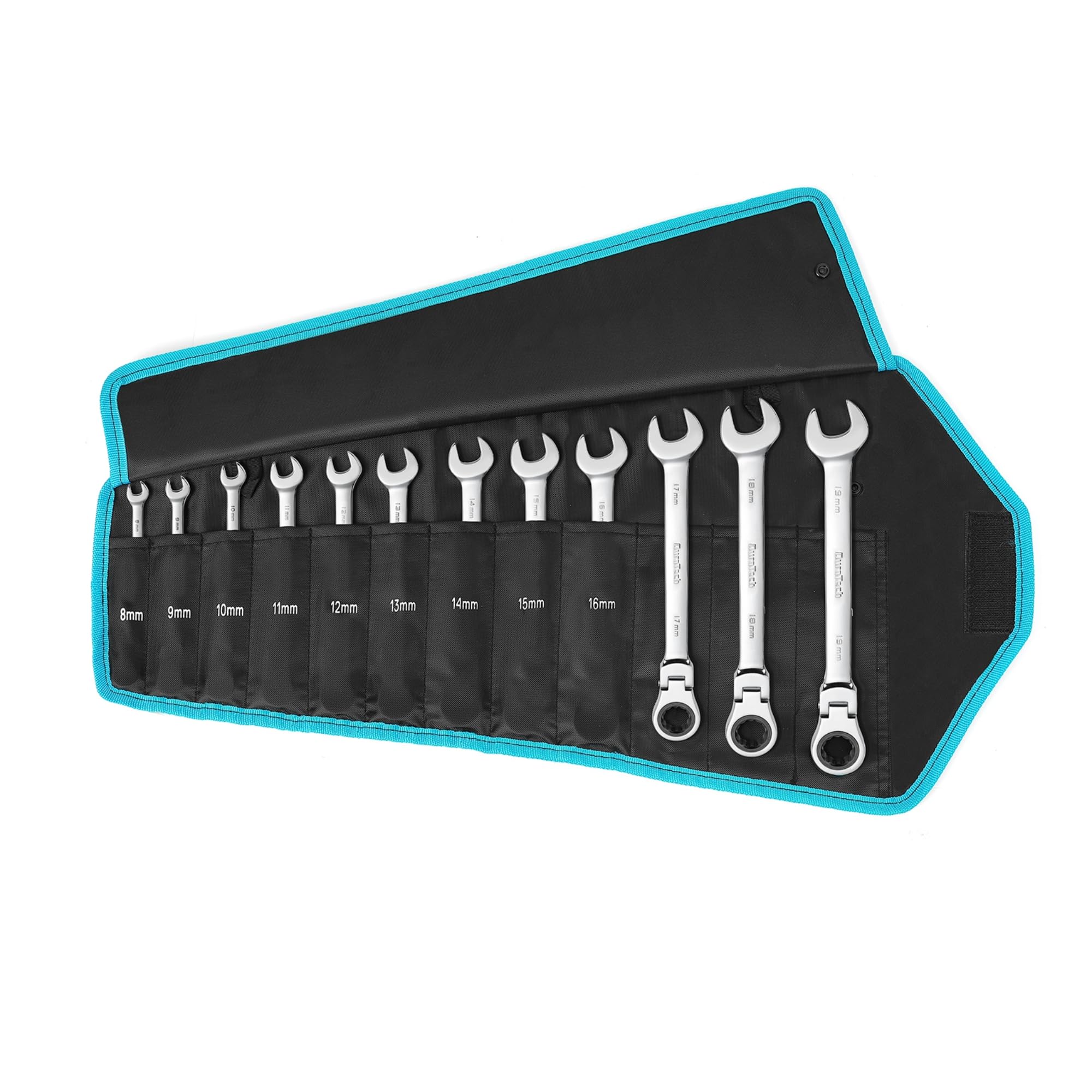 Duratech Silver Flex-Head Ratchet Spanner Set, 72-Tooth Combination Wrench