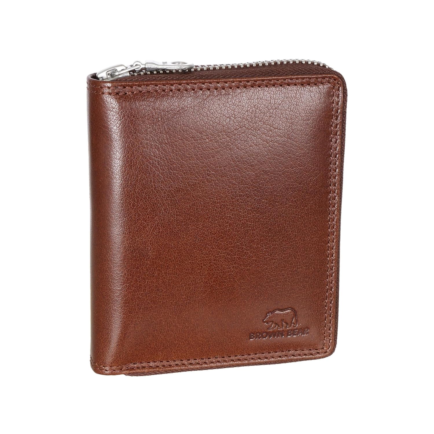 brown bear Billy Premium Leather Zipper Wallet for Women | Compact & Secure Design (Brown)-picture-21