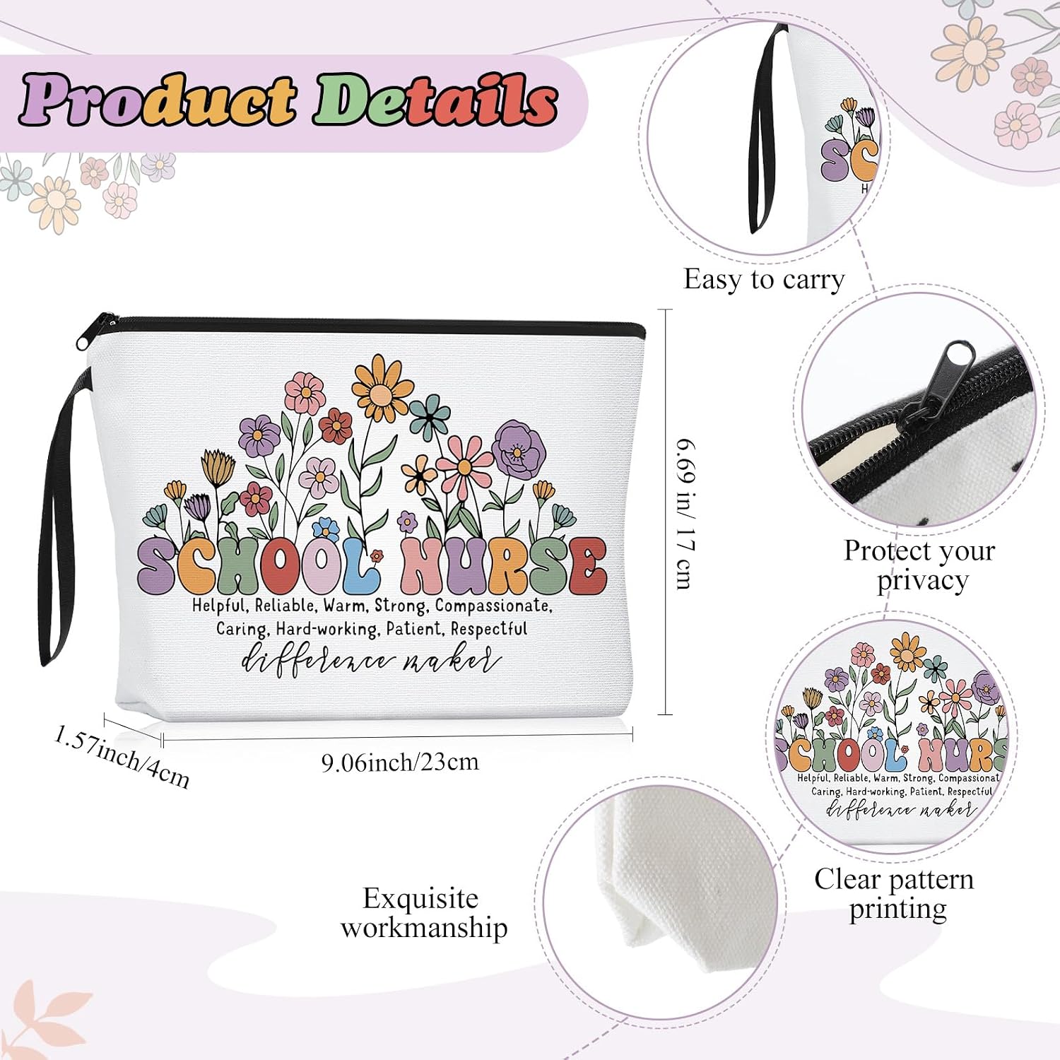 Havawish 3 Pcs School Nurse Gift for Women Cosmetic Bag Coffee Mug Keychain image 2