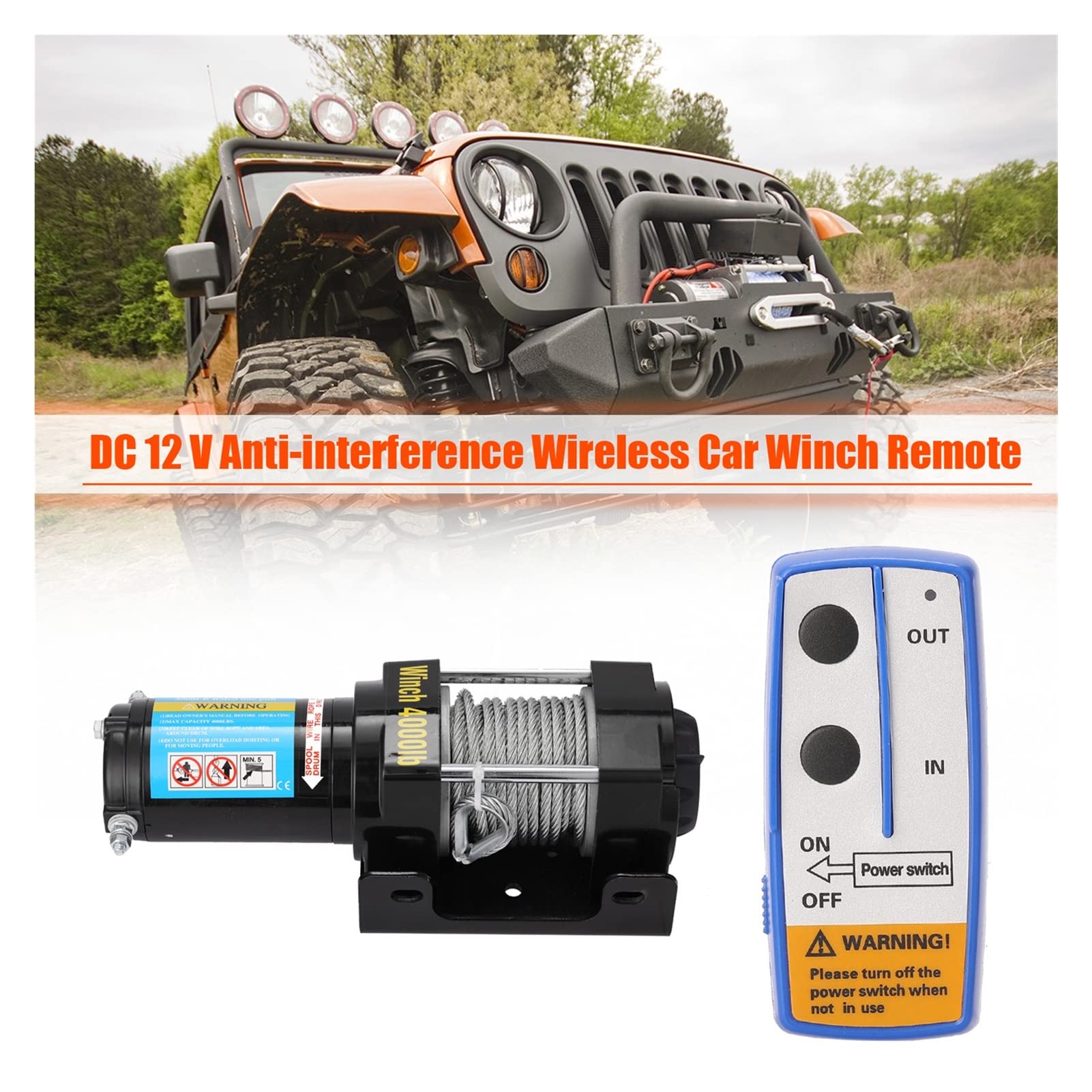 Paranco A Catena, Verricelli Telecomandati 12V 4000 Libbre Kit Verricello Elettrico di Recupero ATV Rimorchio Camion Auto Dc12V