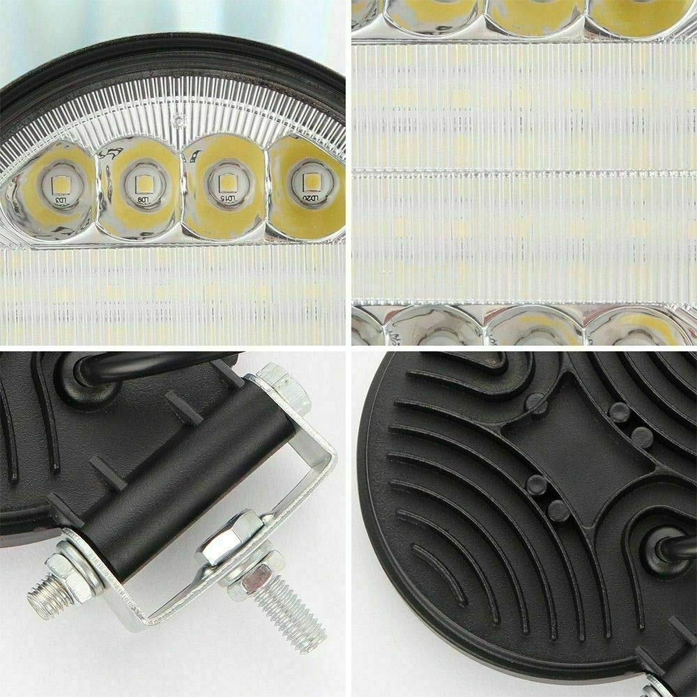 flexzon 4,5 cala 24 LED 72 W okrągłe robocze światła przeciwmgielne 6 x uniwersalne dopasowanie 12 V 24 V 6500 K 3000 lm