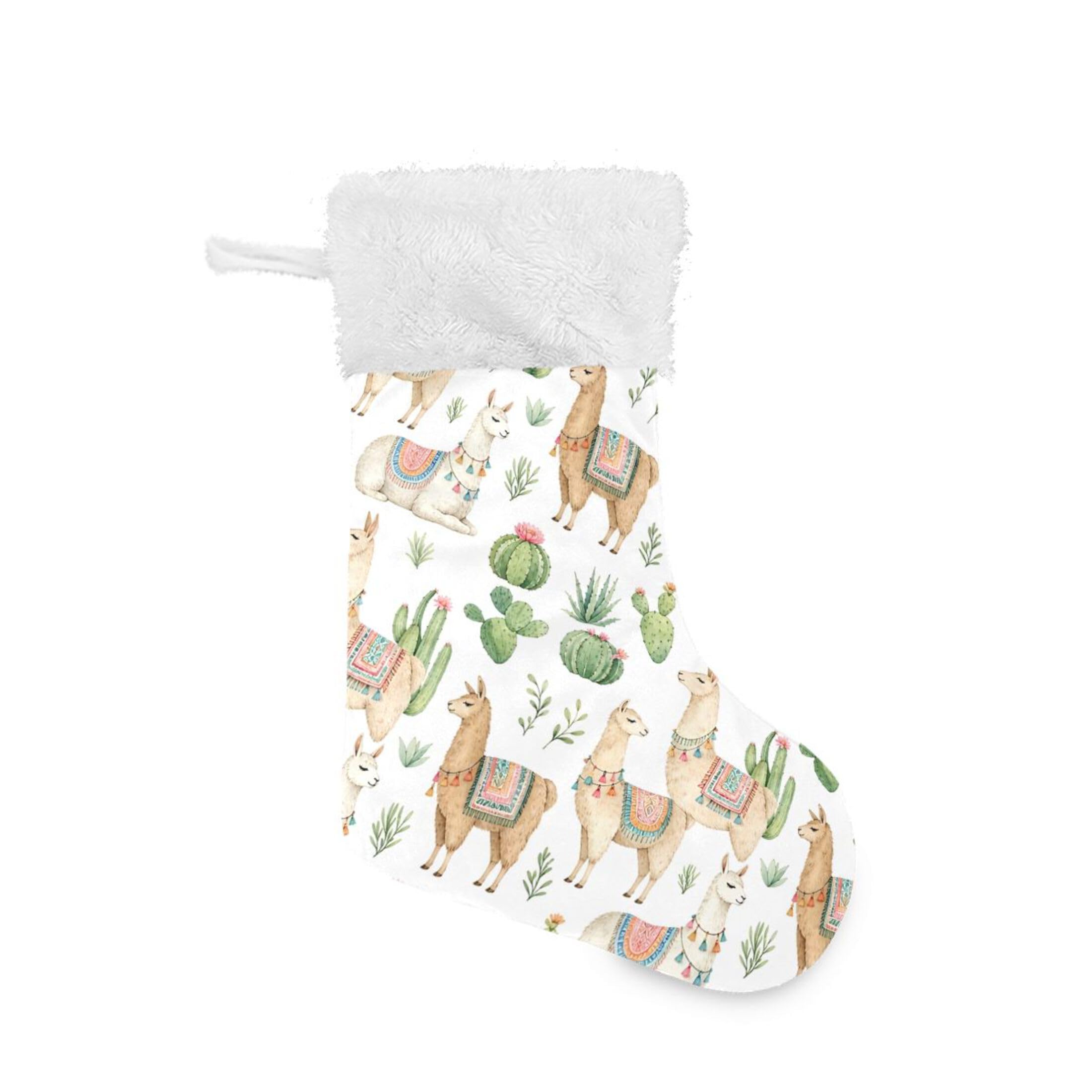 Fuauuyl Alpaca Christmas Stocking 18 In Xmas Hanging Stocking with Plush Cuff for Family Holiday Party Fireplace Decorations, 1 Pack