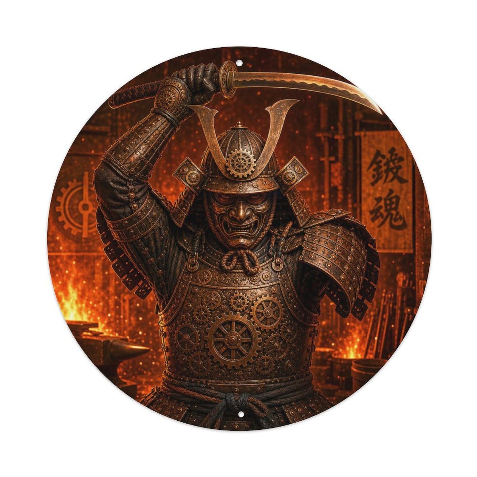 Okngb Style Duel Bronze Steel Overhead Strike Stance Armor Label Metal Tin Sign Plaque Wall Decor For Cafe, Man Cave, Club Bar, Office, Home Garden Round Metal Poster 8X8inch