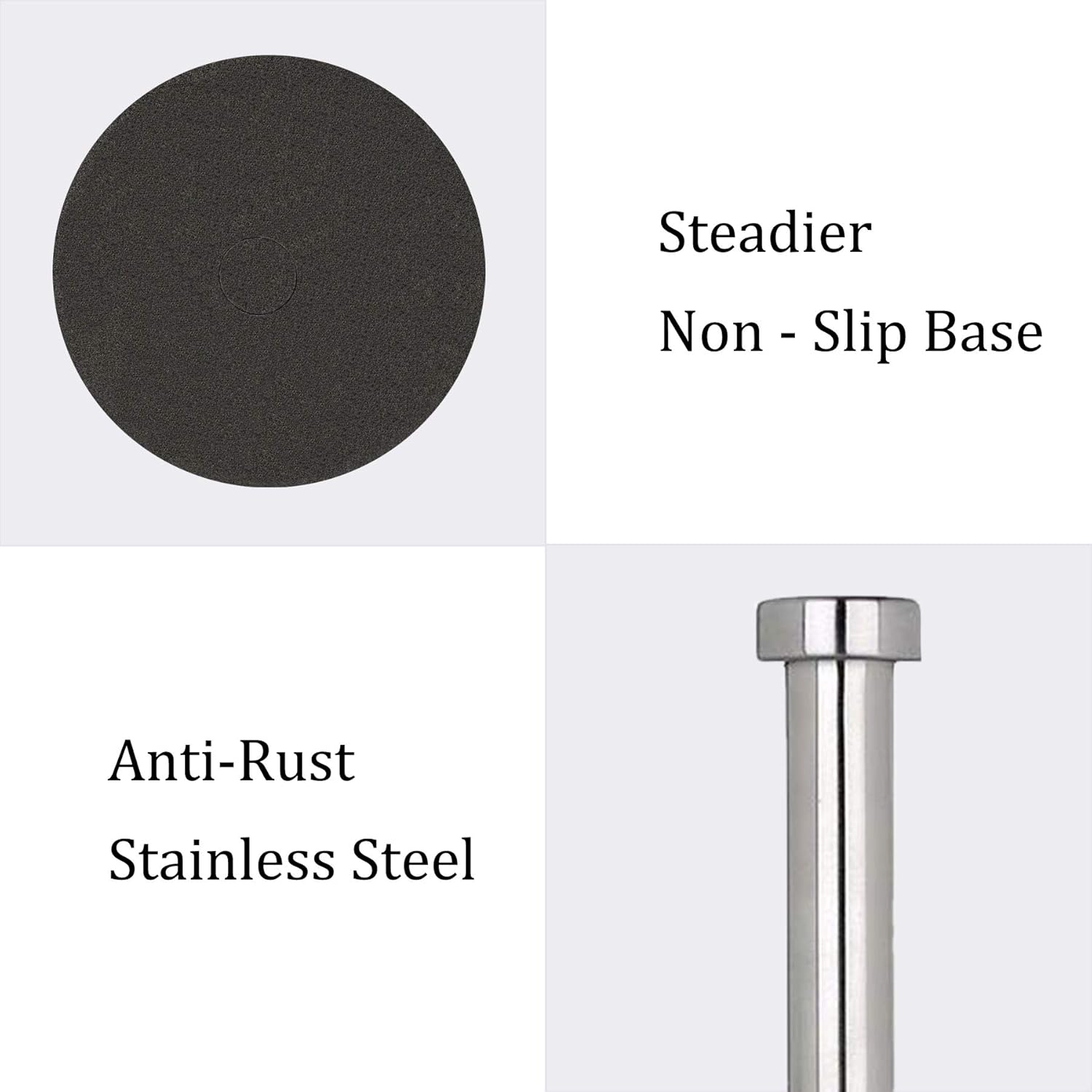 27HZYS Stainless Steel Paper Towel Holder with Base Vertical Design Paper Towel Stand Countertop for Kitchen Bedroom - 13 Inch -