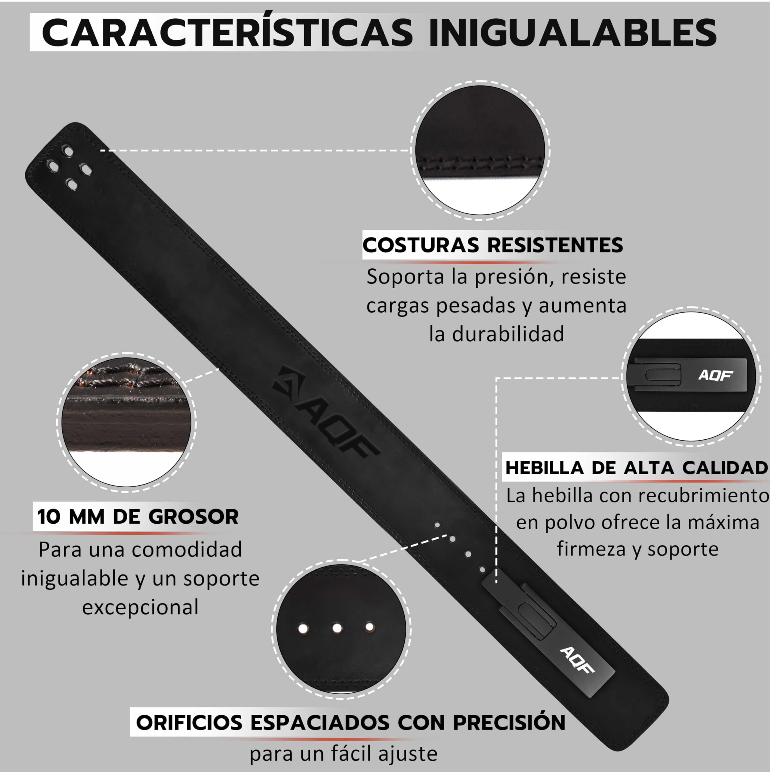 AQF Cinturon Lumbar Gimnasio Palanca Hebilla, 4" Amplio 10mm Gruesa Cinturon Halterofilia Cuero, Cinturón Gym, Faja Gimnasio Levantar Pesas, Powerlifting Belt Para Musculacion & Sport