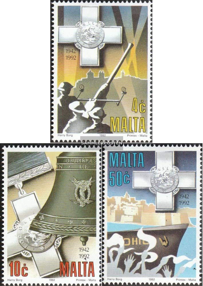 Prophila Malta Briefmarken – 1992 Georgskreuz II. Weltkrieg, Komplett 887-889, Postfrisch MNH