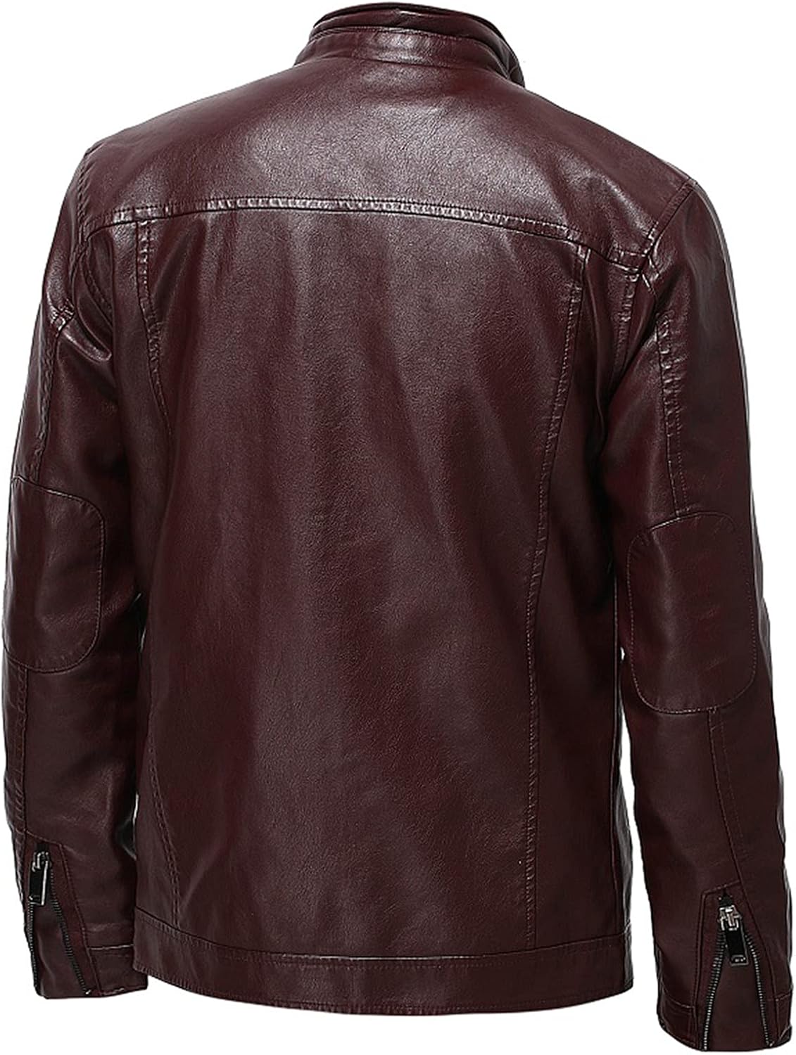 Men's Faux Leather Jackets Full Zipper Mock Neck Casual Outwear Outdoor Going Out Streetwear Solid Color Coat