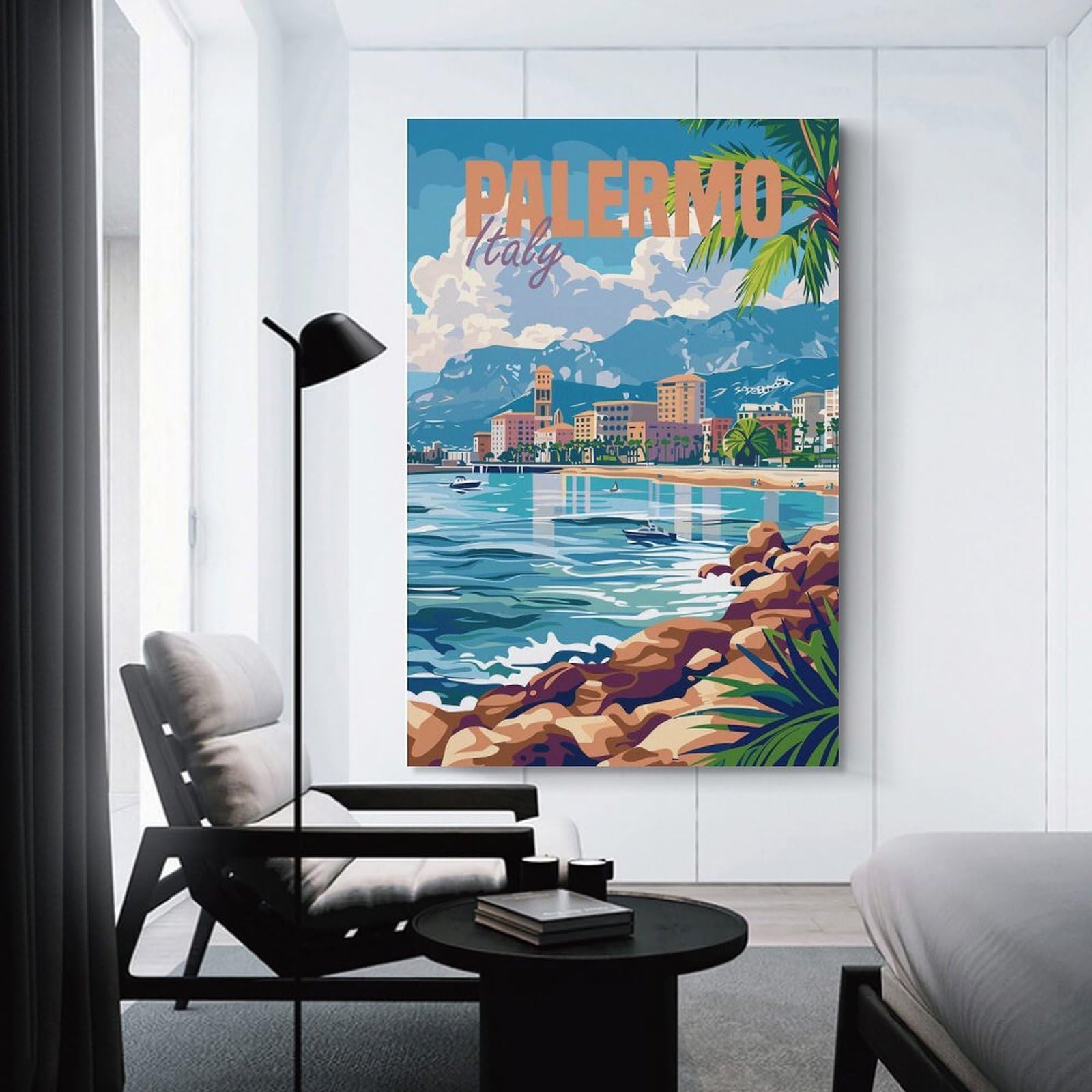 Junmoney Palermo Italy Canvas Wall Picture, 20x30inch(50x75cm), for Sofa Walls, Lounge Or Home Corners, Modern Wall Decor for Cosy Interiors