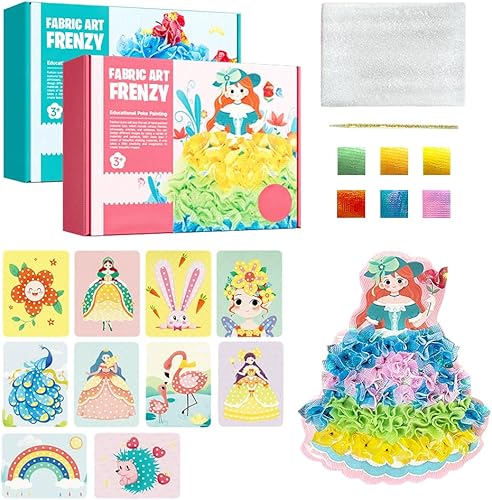 Fabric Art Frenzy - Kit de manualidades de papel para niñas de 3 a 8 años, 2023, nuevo disfraz de princesa con pintura de acuarela, rompecabezas