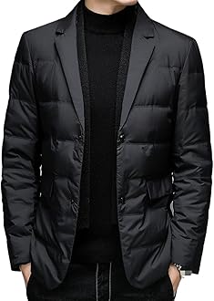 JEsilunmaMY Men's Suit Collar Insulated Puffer Jacket Winter Thermal Business Blazer Down Coats Windproof Padded Puffy Coat