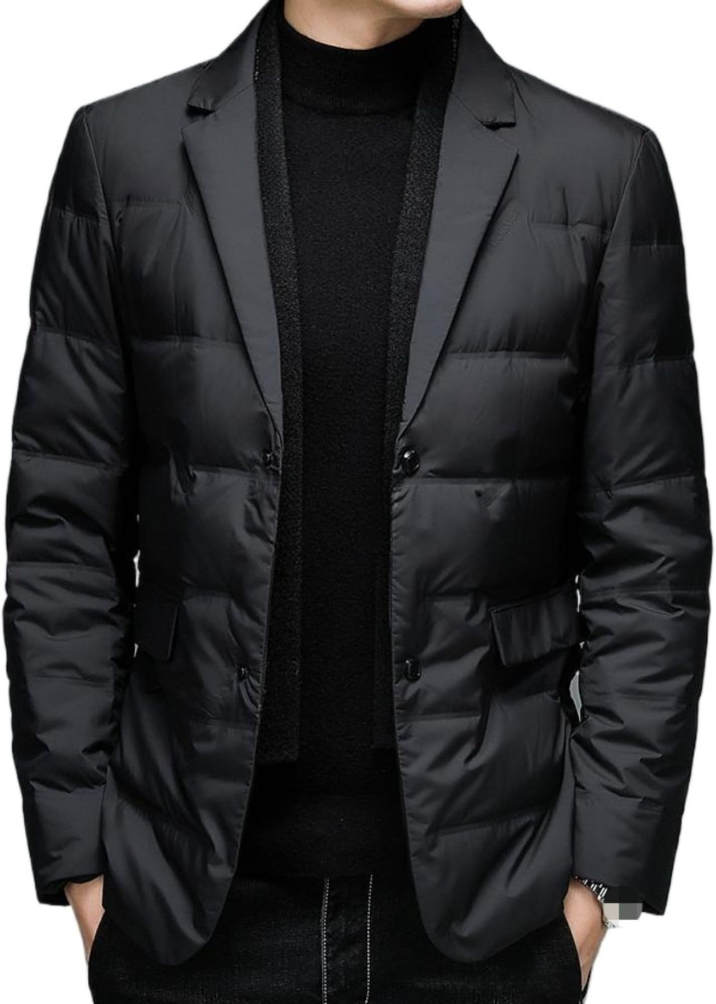 Men's Suit Collar Insulated Puffer Jacket Winter Thermal Business Blazer Down Coats Windproof Padded Puffy Coat