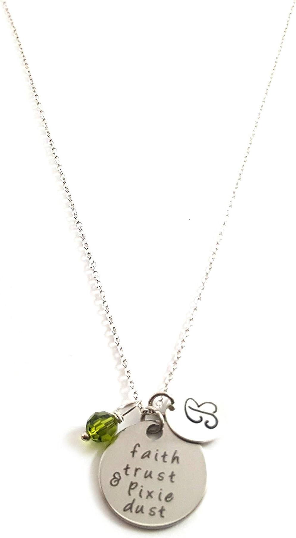 Faith Trust & Pixie Dust Charm Necklace - Personalized Sterling Silver Jewelry