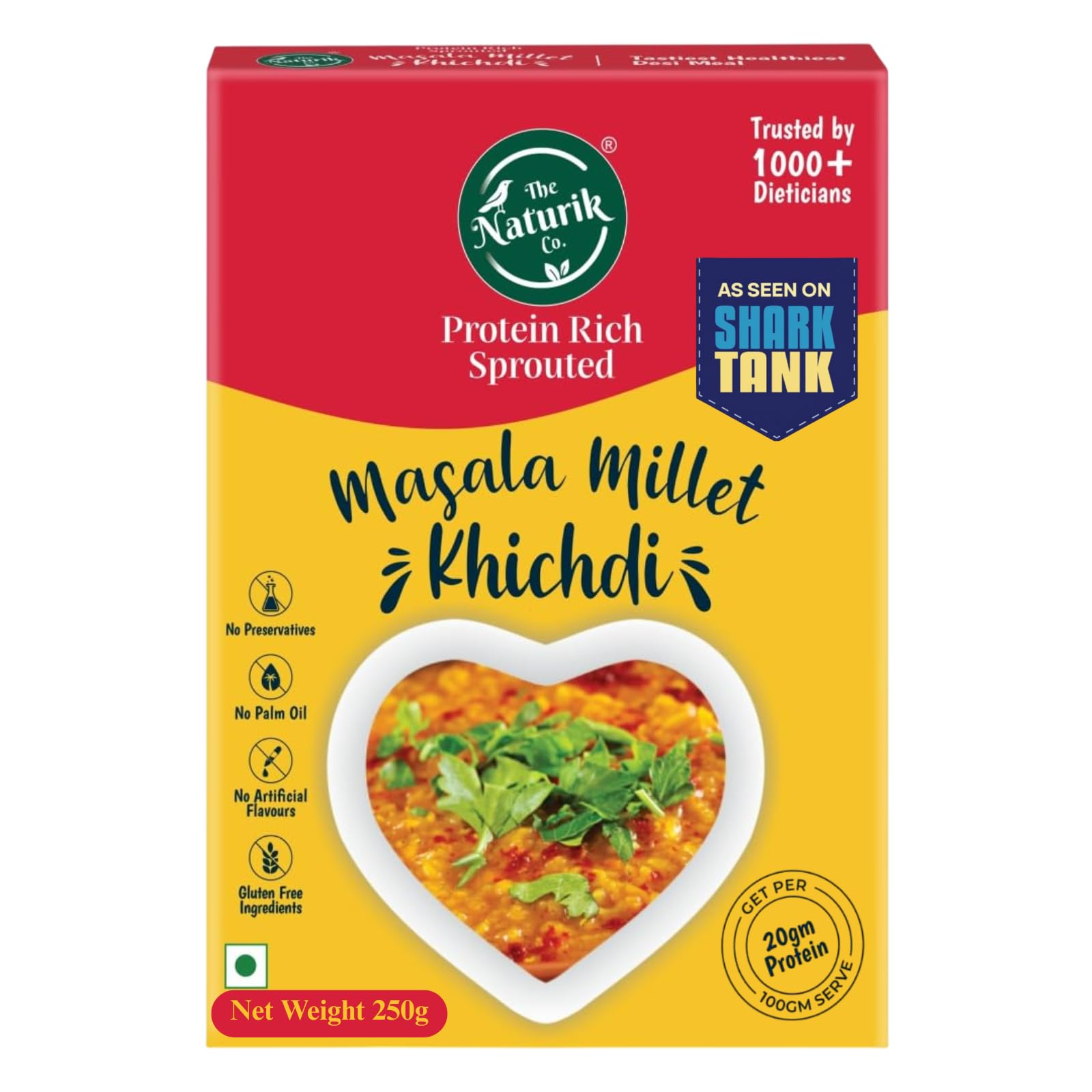 The Naturik Co. Masala Millet Khichdi 250g (Pack of 1), Ready to Cook, High Protein, Gluten-Free, Vegan, Low Calorie and No Preservative | As Seen On Shark Tank