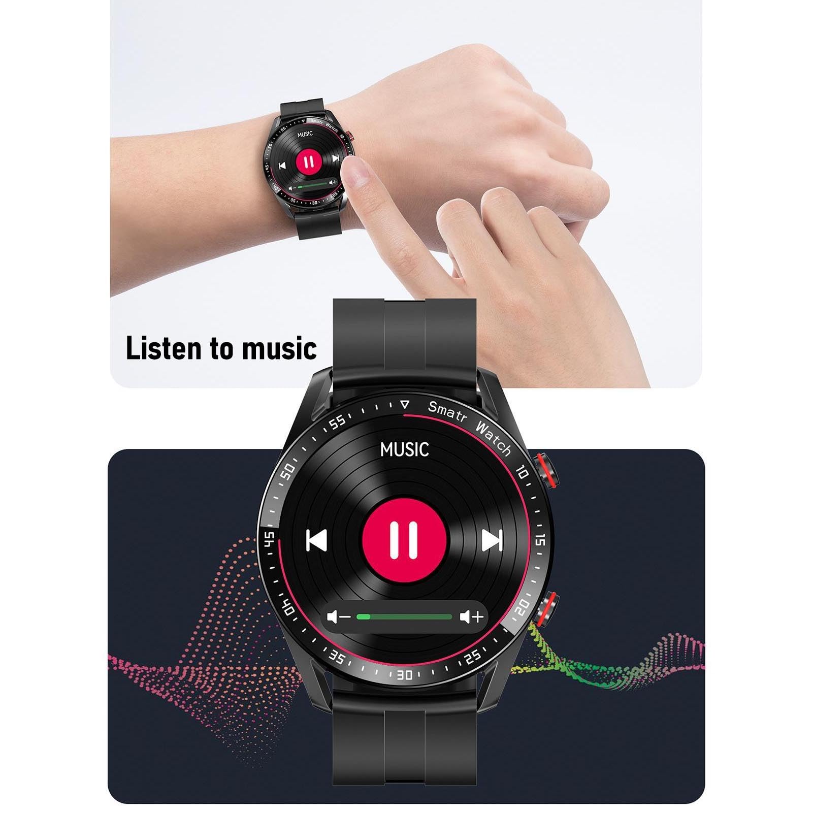 ASHATA Inteligentny Zegarek, Business Watch Professional Watch z 1.5 Cali Pełny Ekran Dotykowy 4 Twarze Zegarków BT Call Powiadomienia Fitness Tracker dla Mężczyzn Kobiety