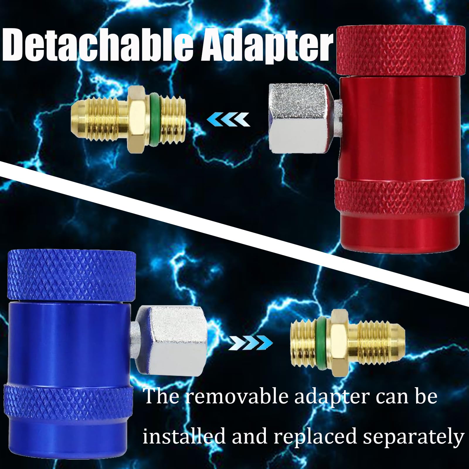 Adaptador De Acoplamiento Rápido R1234yf, Adaptador de Presión Alta/Baja Adaptador de Acoplamiento Rápido para R1234yf, Adaptador de Enchufe con Puerto Macho De 6,35 Mm, para Aire Acondicionado