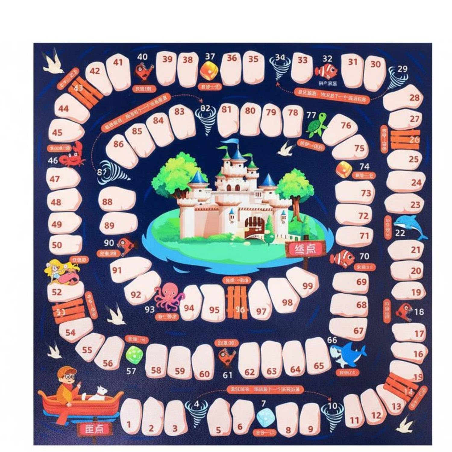 Family Fun Adventure Board Game Multiplayer Treasure Search Game Foldable Portable Chess Board Easy to Clean for Party, Travel, 50CM, Thick Advent Fruit-image-18
