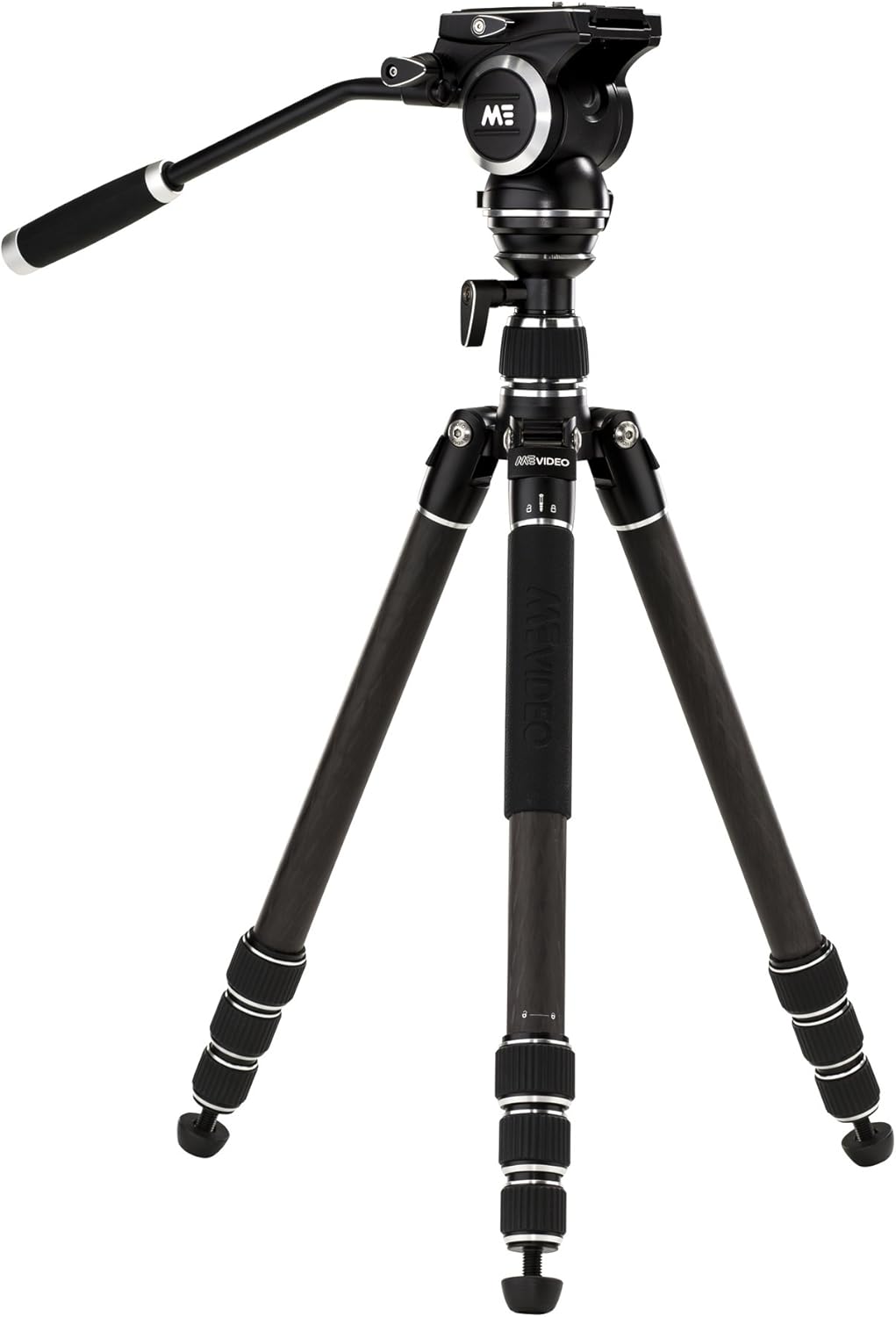 MeVIDEO GlobeTrotter 5.5' Carbon Fiber Pro Video Tripod/Monopod w/Case, Twist Locks, Removable Flat Based Fixed Counterbalanced Video Head, for JVC, Panasonic, Canon, Sony, Blackmagic- Black (GTVCBLK)
