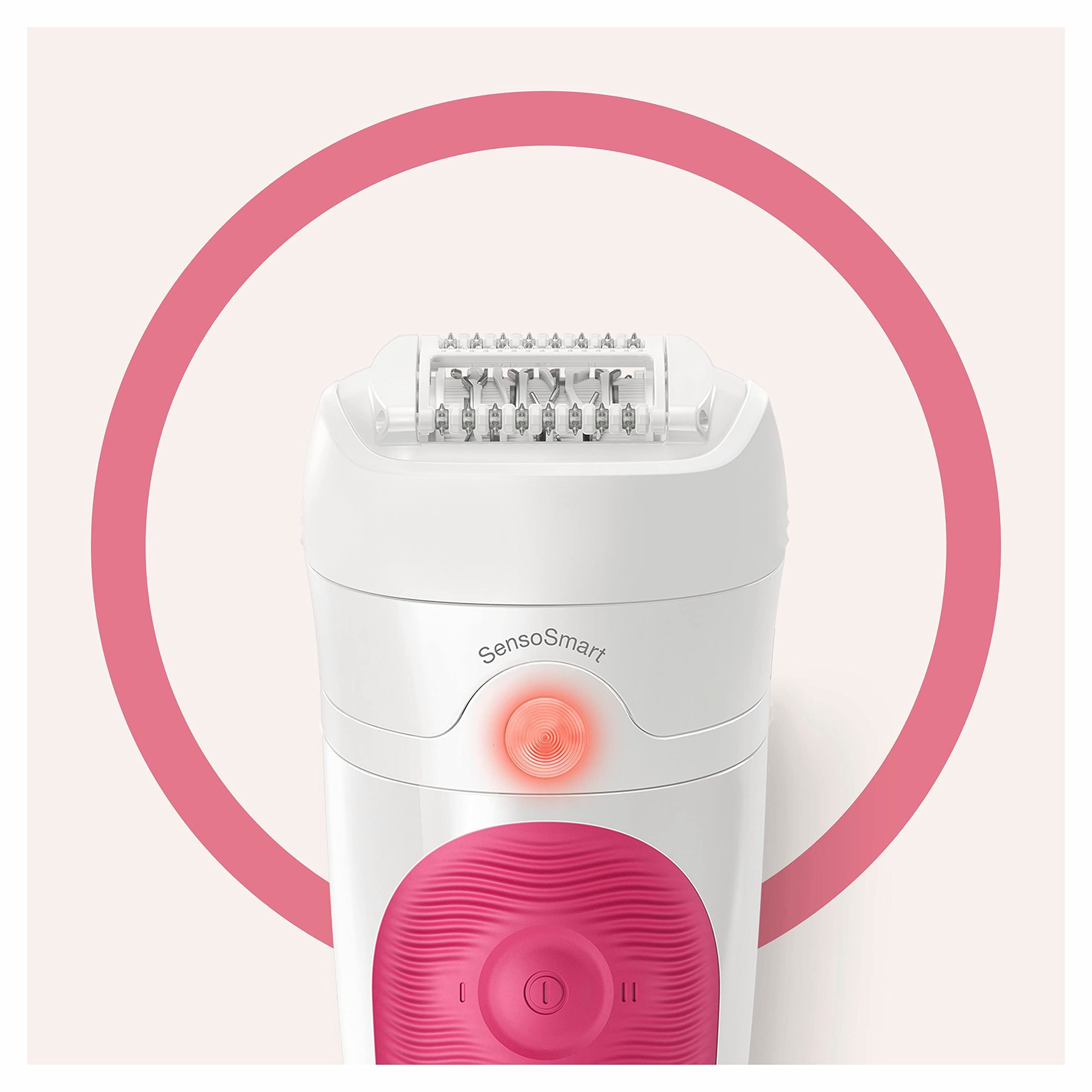 Braun Silk-épil 5 Epilierer Damen für Haarentfernung / Haarentferner, Micro-Grip Pinzetten-Technologie, beweglicher Schwenkkopf, Wet&Dry-Epilation, 5-500, weiß/Pink