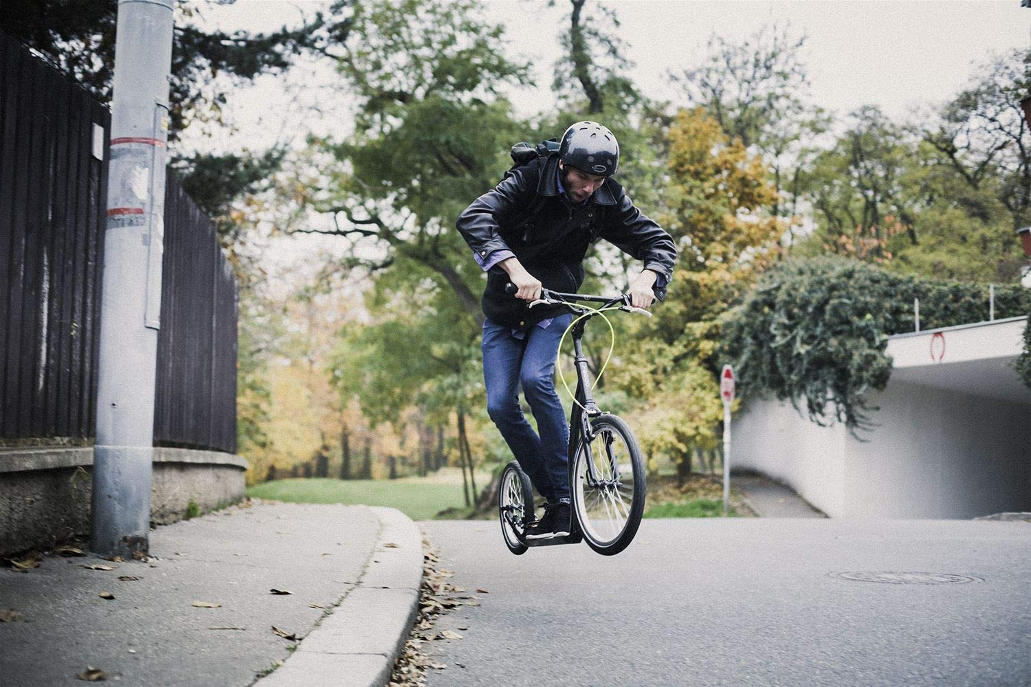 YEDOO Rodstr Tretroller - bis 150 kg, Kickscooter mit Luftreifen 20/16 - Roller Scooter für Erwachsene aus Aluminiumlegierung mit verstellbaren Lenker, Dogscooter, Gewicht 7,4 kg, grün/schwarz