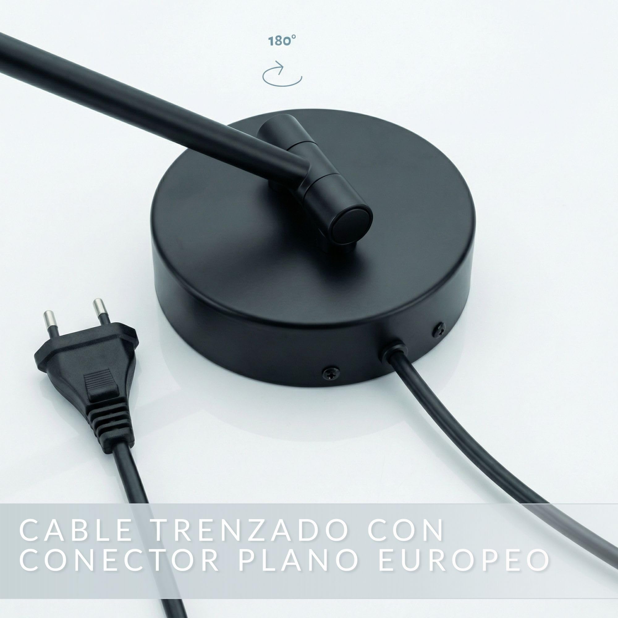 Ravenna - Espejo de Aumento 7X LED, Montaje en Pared, función de atenuación, Apagado automático, Cable Negro