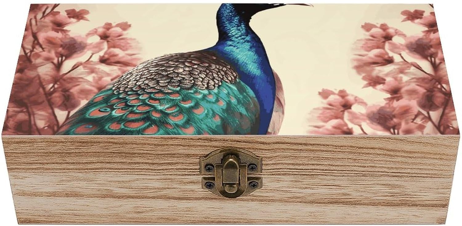 Vintage Wooden Storage Box with Front Clasp Keepsake Box with Lid