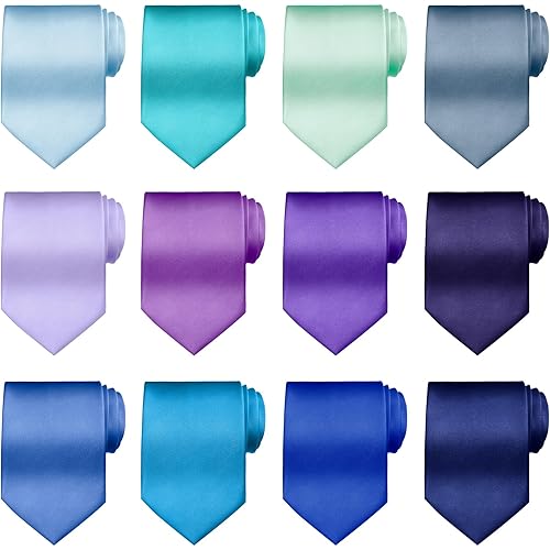 Syhood Solid Satin Pure Color Ties Set Business Formal Necktie Tie for Men Formal Occasion Wedding