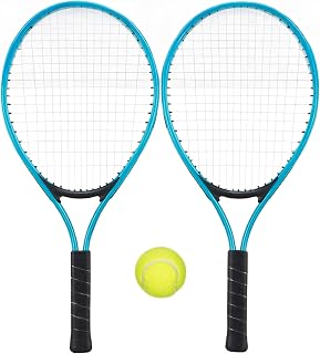 Professional Racket Twin Set with Real Tennis Balls Includes 2 Lightweight Rackets 1 Tennis Balls, a Carry Bag Perfect for Adults Juniors Ideal for Garden, Park, Beach, 21Inch