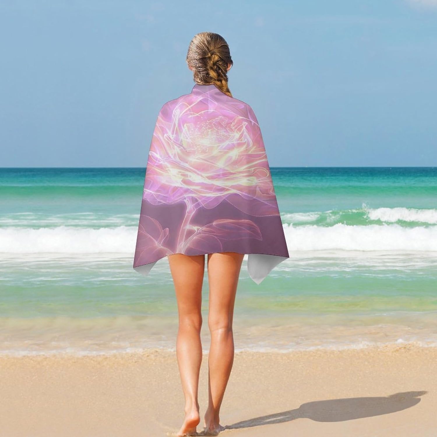 Swimming Towel, Sparkling Peach Rose Printed Fashion Towel,Portable Towel,Durable Towel