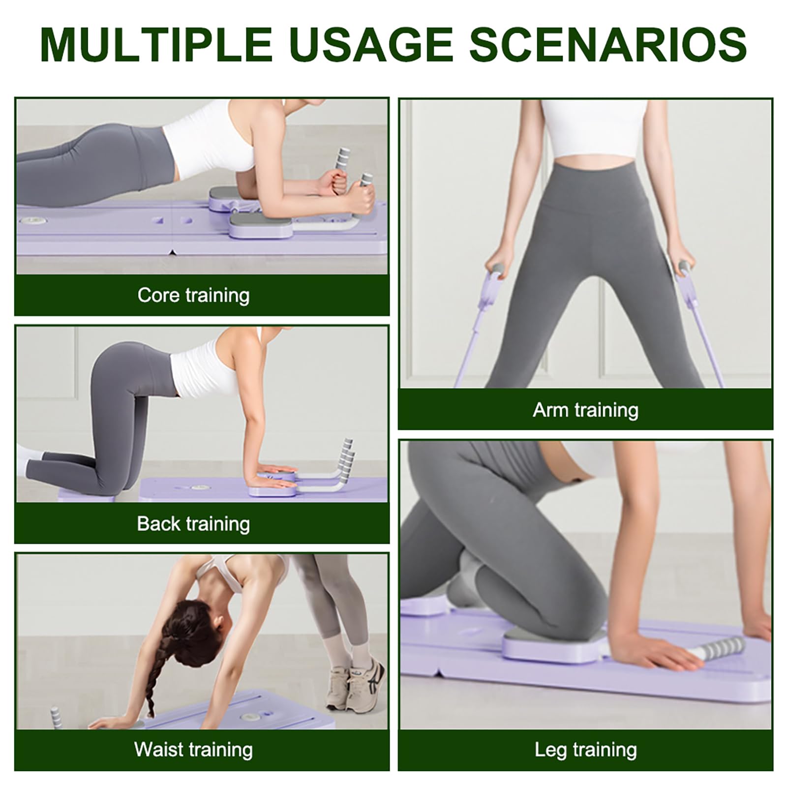Pilates Board, set pieghevole per pilates, per la casa, multifunzione, con contatore, rimbalzo automatico per la forza nucleare e l'allenamento addominale