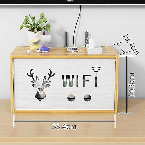 Miniatura 2 de Floating Wall Shelf for WiFi Router, WiFi Storage Cabinet, Router Shelf, Comes with 100 Pack Black Cable Ties 150mm, Desk Organizer Household Power