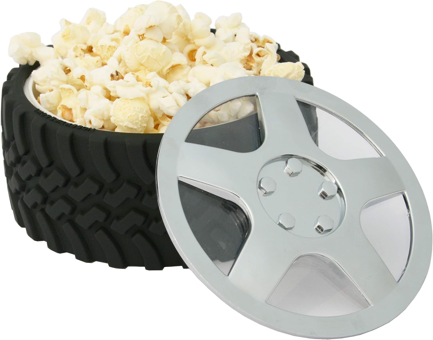 Knobby Tread Rubberized Tire Candy Dish, Popcorn and Ice Cream Bowl for Motor Enthusiasts, Office, Man Cave, Workshop, Home and Outdoor Use