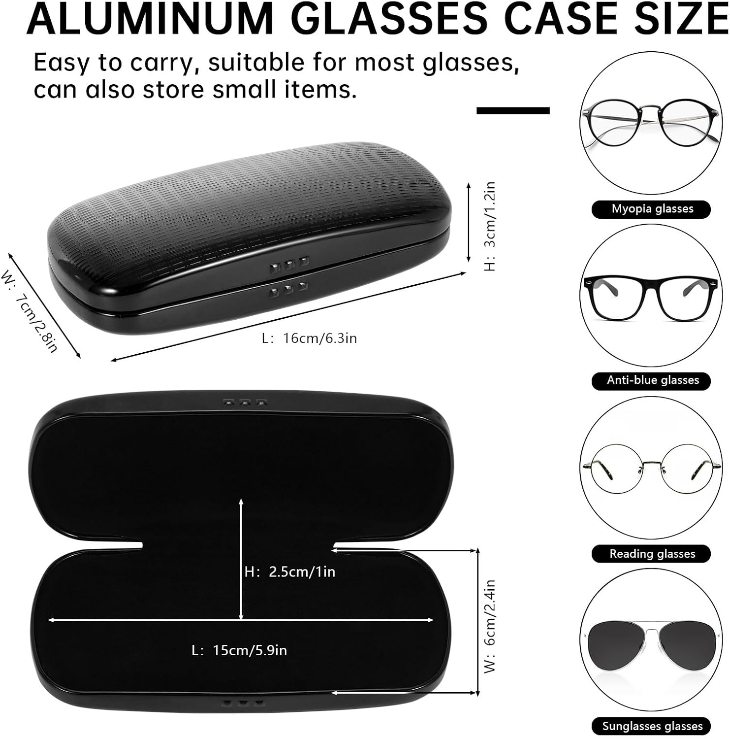 Hifot Metal Eyeglass Case Hard Shell, Aluminum Spectacles Box Sunglasses Case for Men Women, Reading Glasses Holder