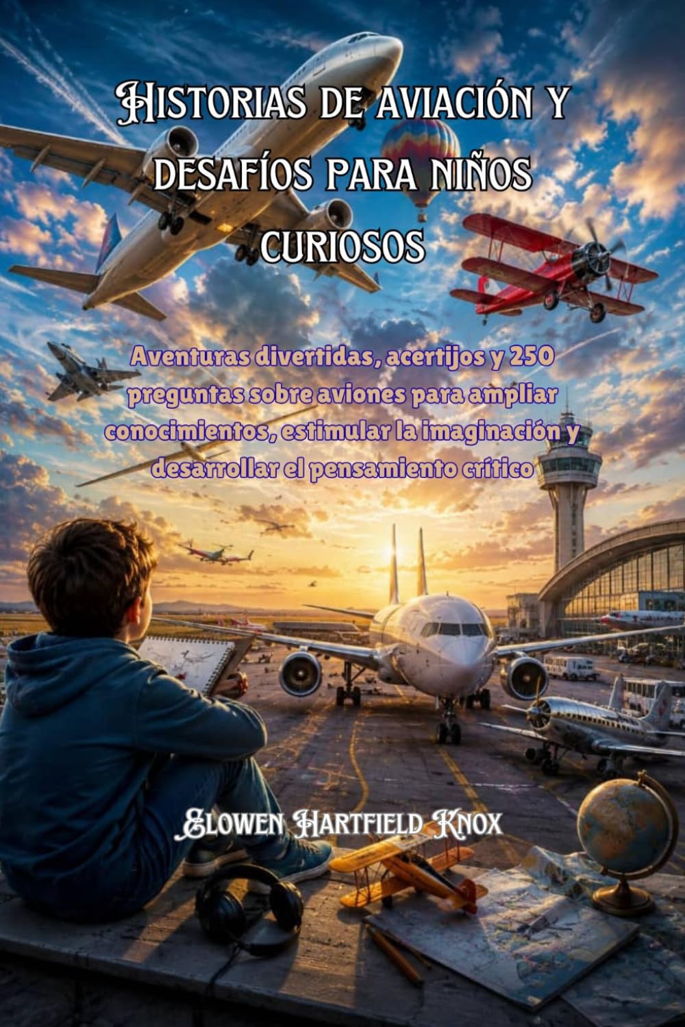Historias de aviación y desafíos para niños curiosos: Aventuras divertidas, acertijos y 250 preguntas sobre aviones para ampliar conocimientos, estimular la imaginación y desarrollar el pensamiento