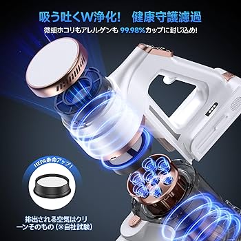 Amazon | 掃除機 コードレス【11月新登場！85Kpa超強力吸引・グリーン