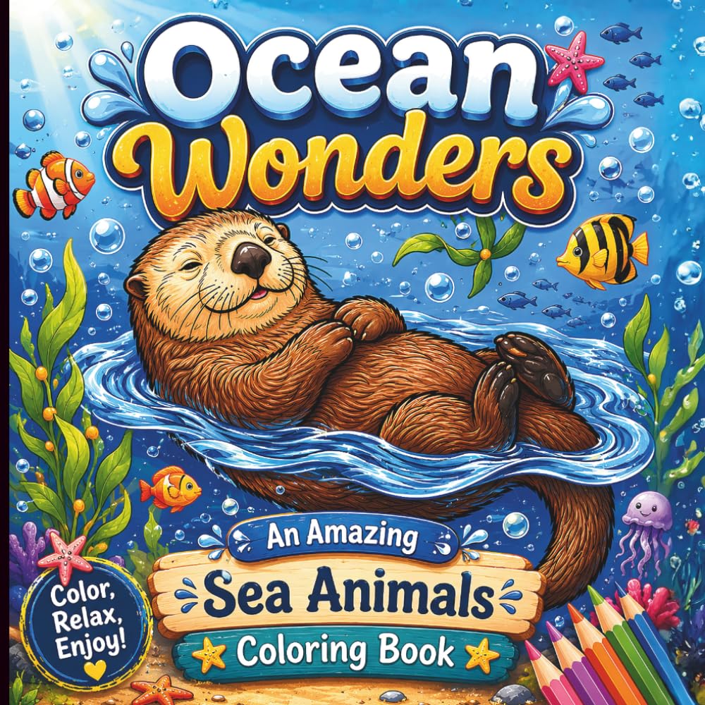 Ocean Wonders An Amazing Sea Animals Coloring Book: Cute Sea Creature Coloring Pages with Marine Wildlife, Underwater Scenes for Stress Relief
