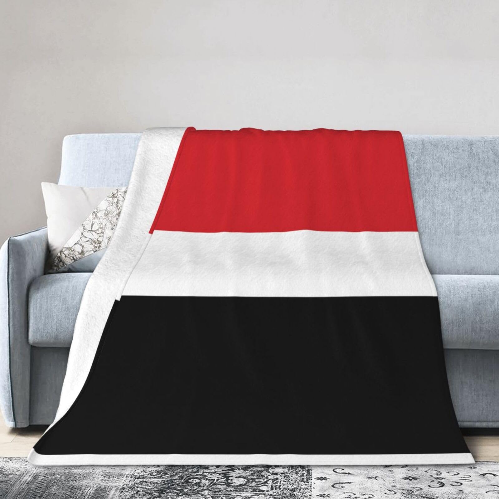 Yemeni Flag 60"x50" Fleece Blanket, Full Size, Super Soft, Suitable for Bed, Sofa, Camping, All Seasons