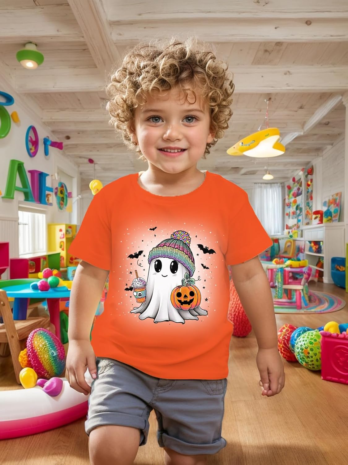 Toddler Halloween Shirt Baby Boy Girls Ghost Pumpkin Tshirts Kids Fall Spooky Season Short Sleeve Tee Tops - Image 5