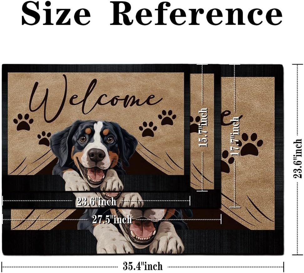 Welcome Doormat German Shorthaired Pointer Dog Front Door Paw Prints Floor Mat Home Entrance Way Decor Rug 15.7" x 23.6"