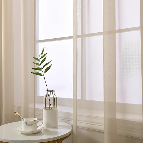 Miniatura 2 de RAIN CITY Cortinas traslúcidas de gasa negra para dormitorio de 63 pulgadas de largo, 2 paneles con bolsillo para cortinero, cortinas para ventana