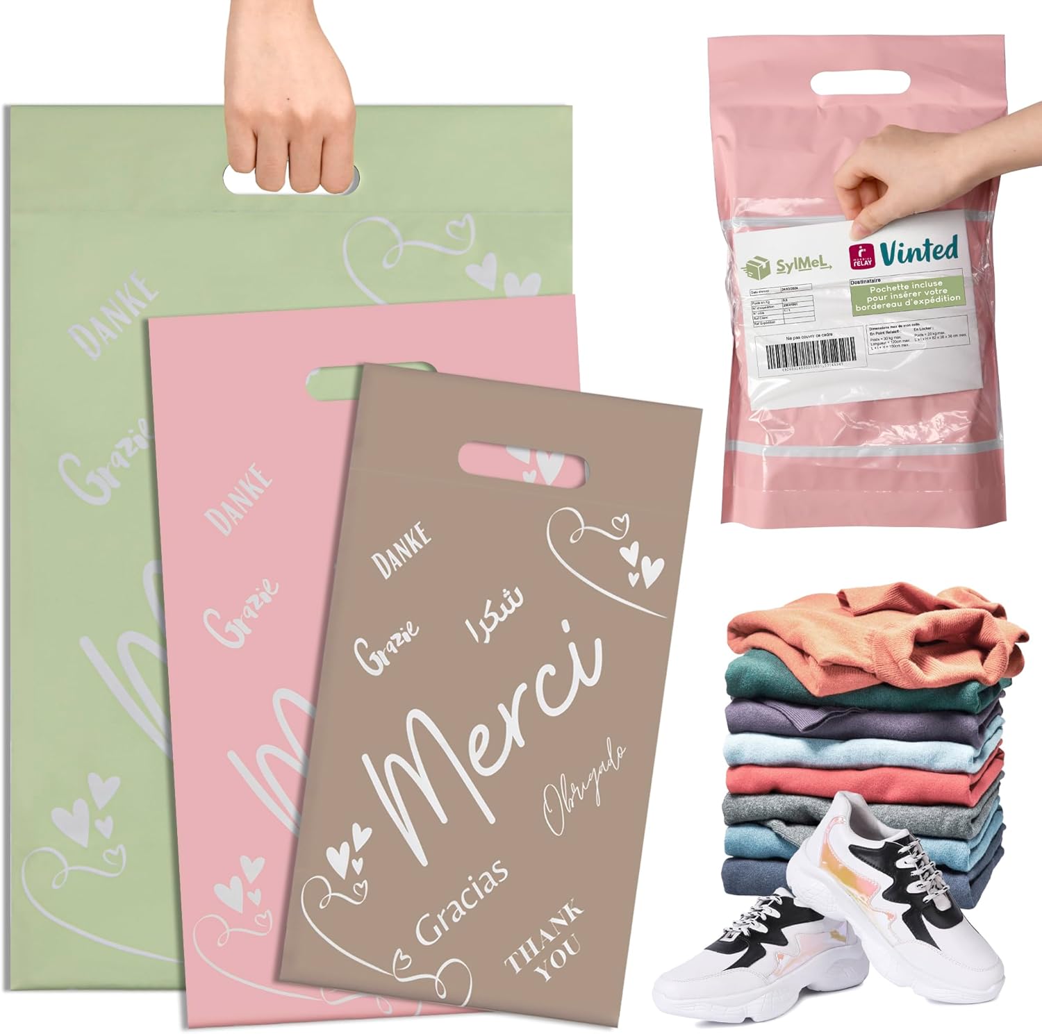 ENVELOPPE,45x55cm 50PCS--Sacs D'expédition En Plastique Opaque, Lot De