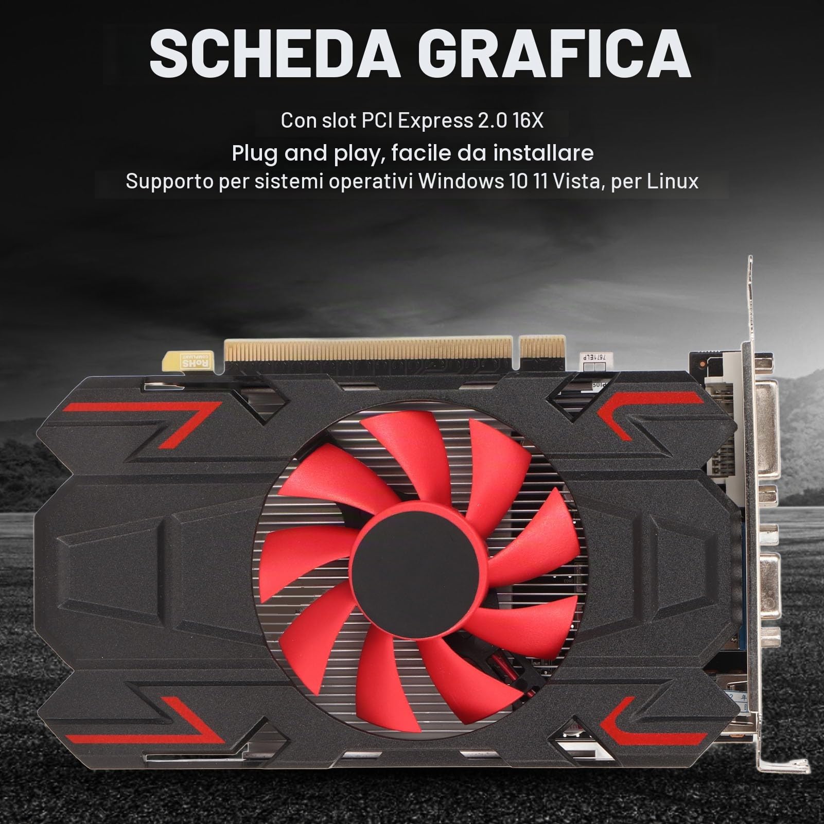 Scheda Grafica HD7670 da 4 GB, DDR5, 128 Bit, PCI Express 2.0 16X, 650/1800 MHz, 2560x1600, Scheda Video per Giochi per PC Desktop con Porte HDMI, DVI e VGA (HD7670 DDR5 da 4GB)