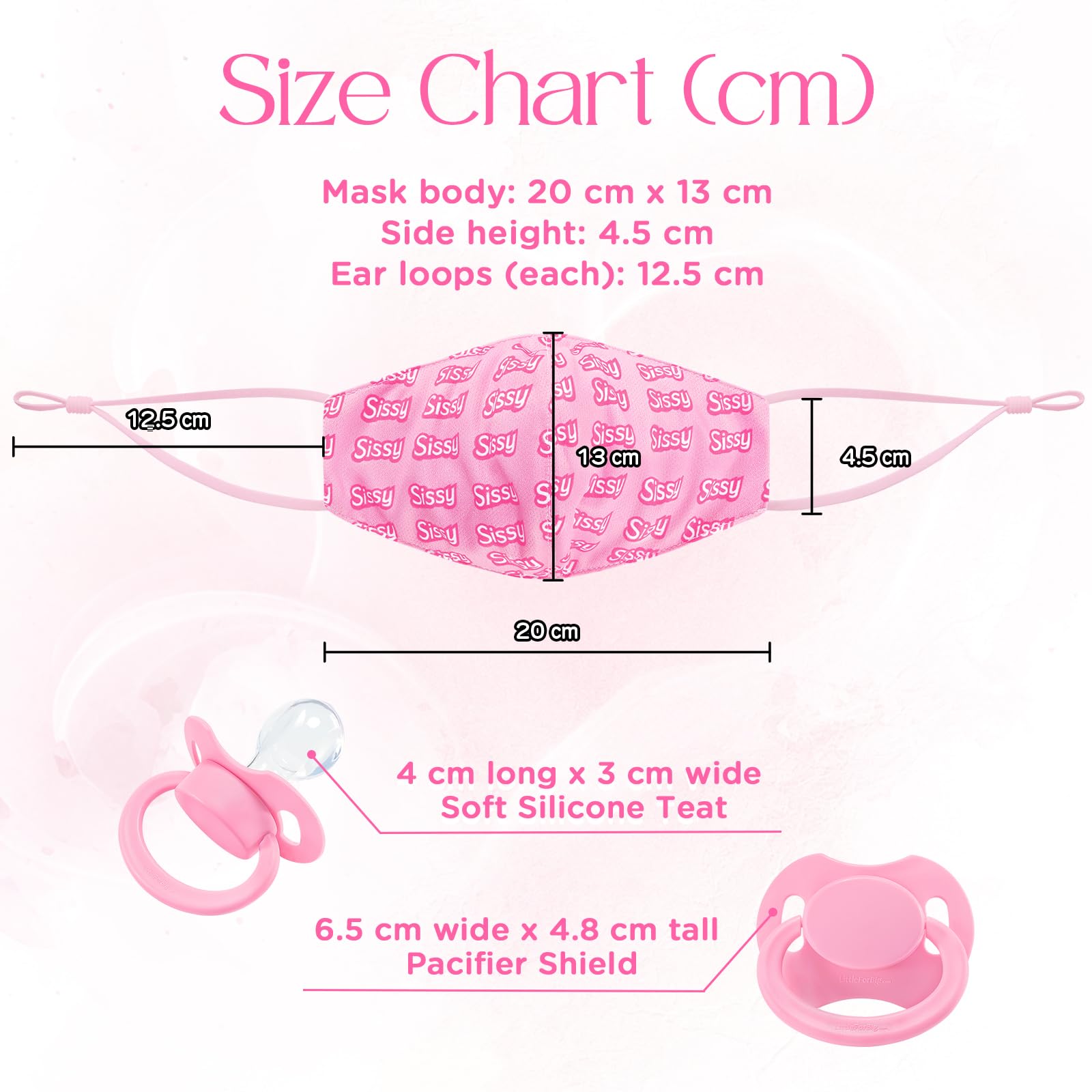 LittleForBig Discreet Sissy Gen II Masque en Tissu Réglable avec Bâillon à Sucette Amovible - Masque Facial Secret Soother avec Sangle Réglable