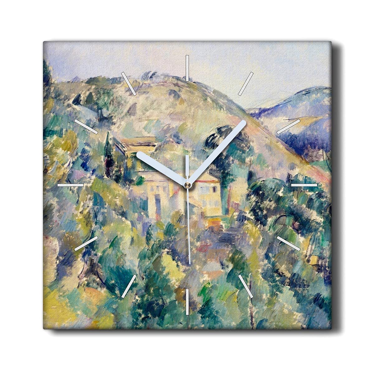 Horloge sur Toile sans tic-tac 30x30 cm Montagne pour Salon