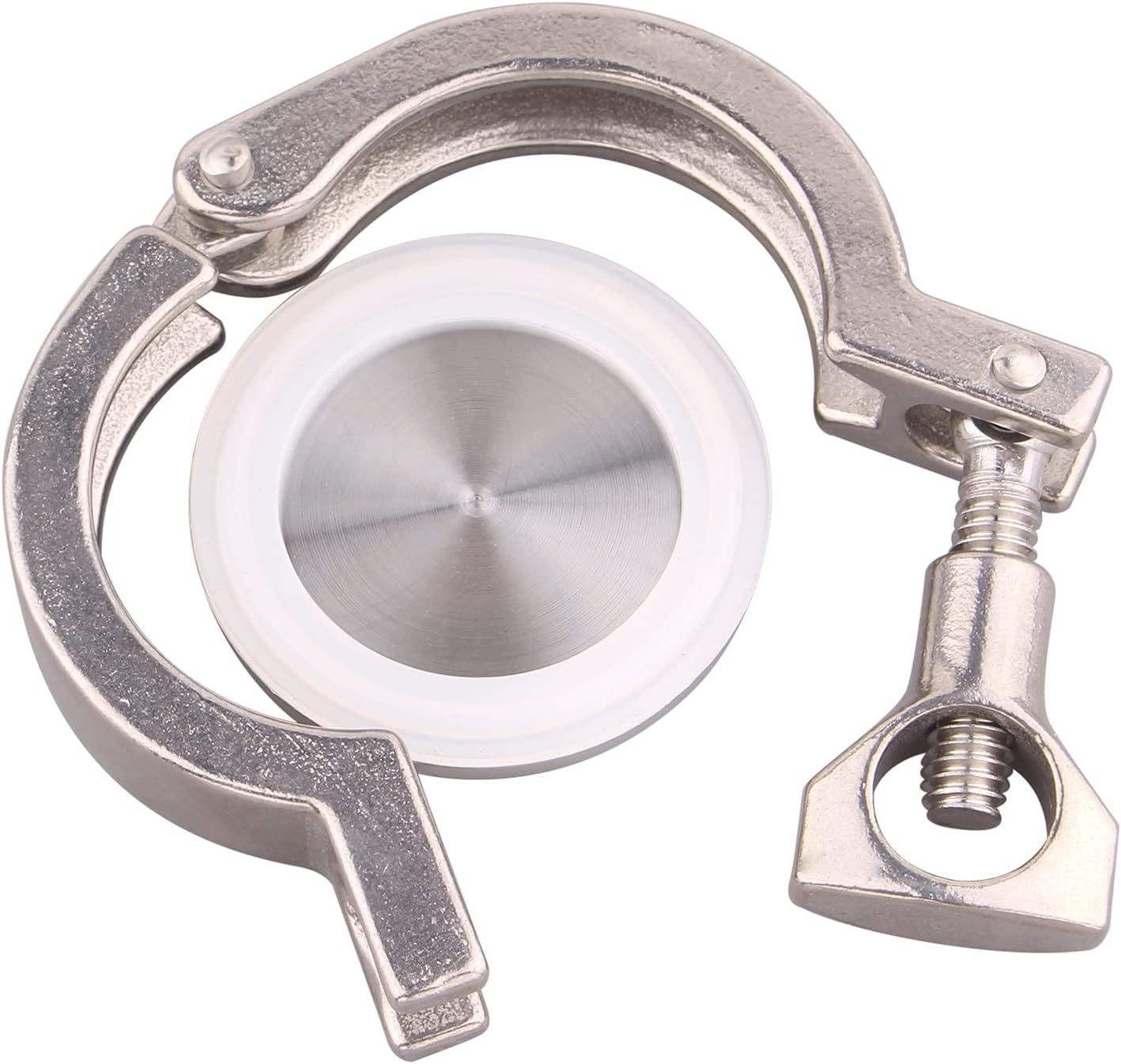 DERNORD 2 Pack Tri Clamp Sanitary Fitting Set SS304 Heavy Duty Tri Clamp Single Pin with End Cap and Silicone Gasket(1.5 Inch)