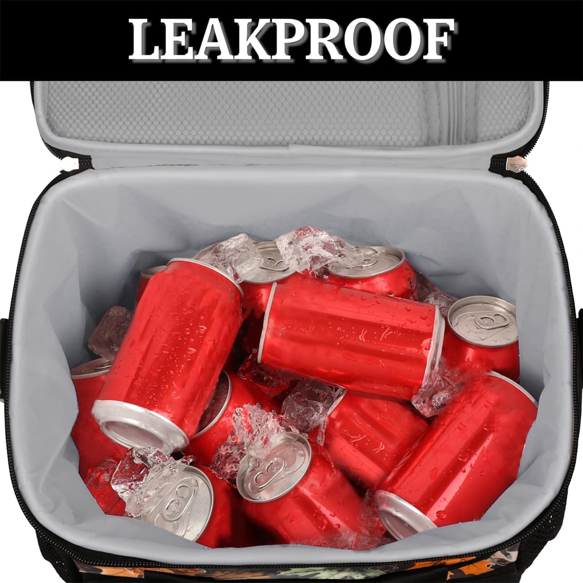 Leakproof Reusable Insulated Cooler Lunch Bag Tree Leaves Camouflage Camo Picnic Lunch Box for Women Men Cooler Tote Office Work Camping Beach 24 Can 15L