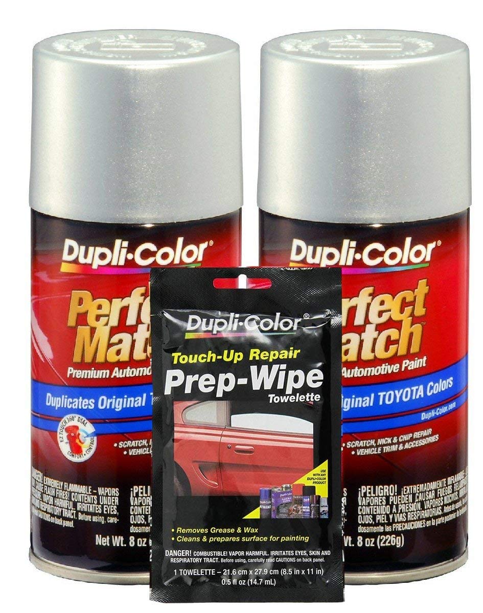 Dupli-Color Titanium (Metallic) Exact-Match Automotive Paint for Toyota Vehicles - 8 oz, Bundles Prep Wipe (3 Items)