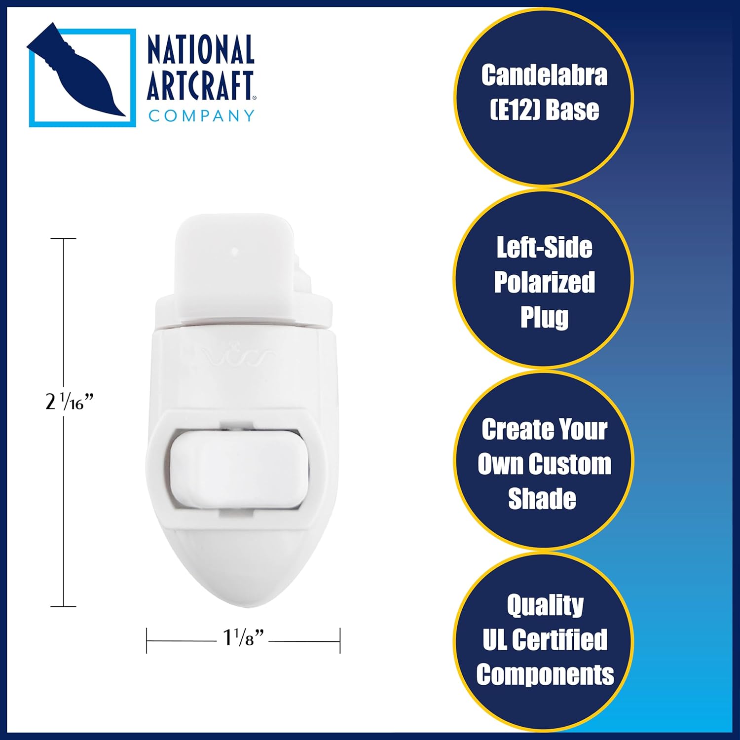 National Artcraft UL Certified White Night Light Kit Includes 4 Watt Incandescent Bulb and Shade Mounting Clip - (Pkg/3)