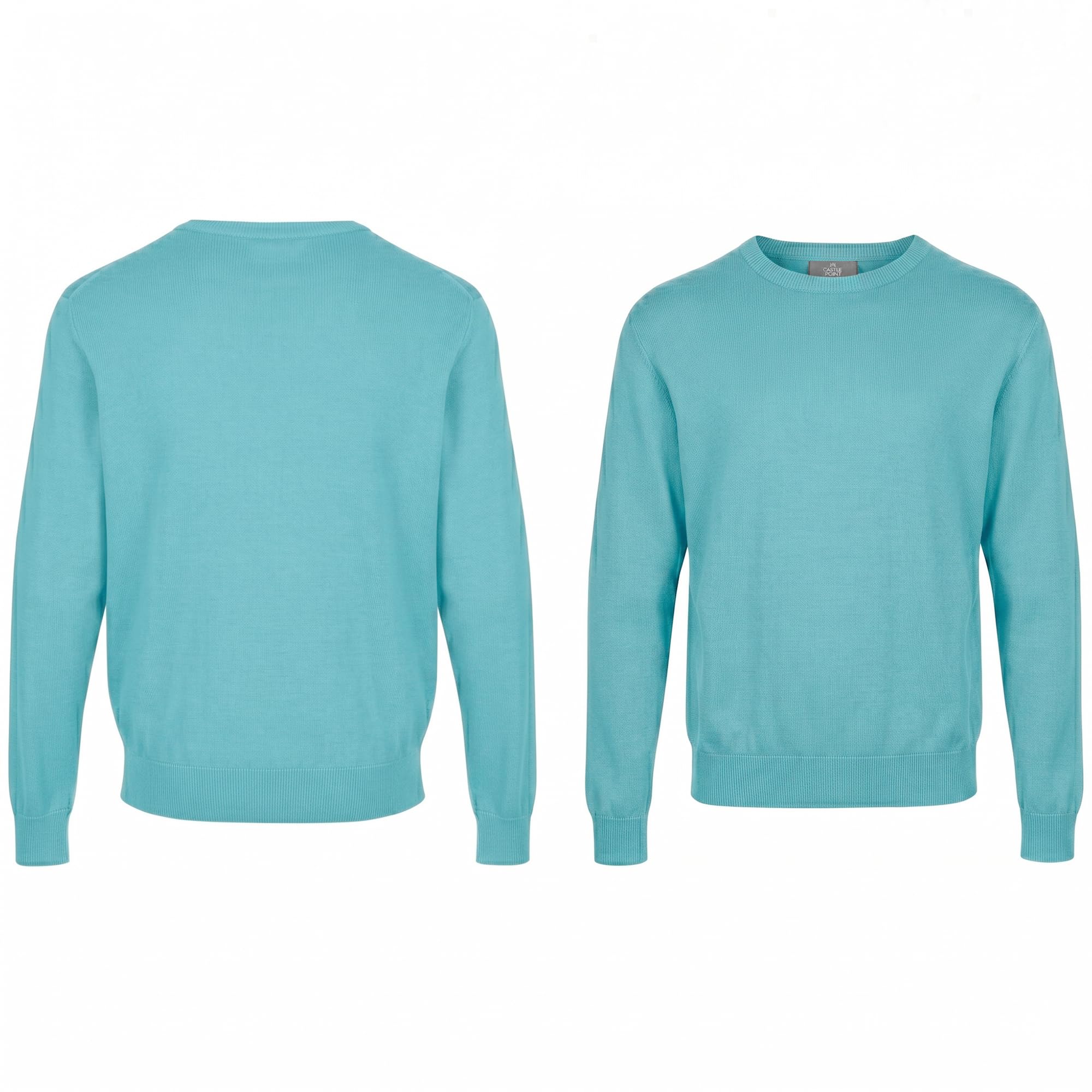 Castle Point Jersey Hombre 100% Algodón, Suéter de Punto con Cuello Redondo o en V, Ligero Clásico para Uso Diario y Estilo Casual